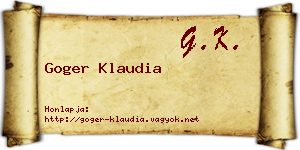 Goger Klaudia névjegykártya
